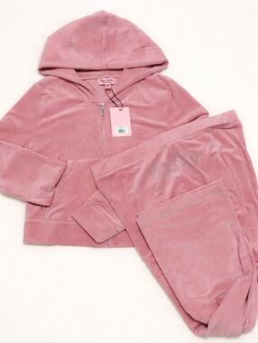 Juicy Couture Rose Velour Hoodie & Pants Set - XL